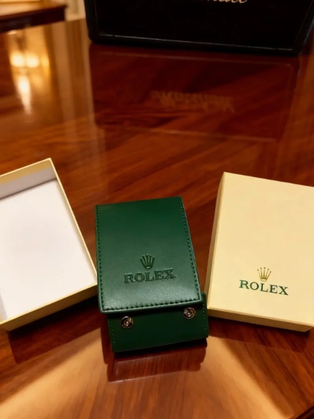 Rolex Dark Green Leather Card & Key Holder